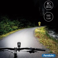 FISCHER Fahrrad-LED-Frontleuchte mit Fernlicht, 100 Lux
