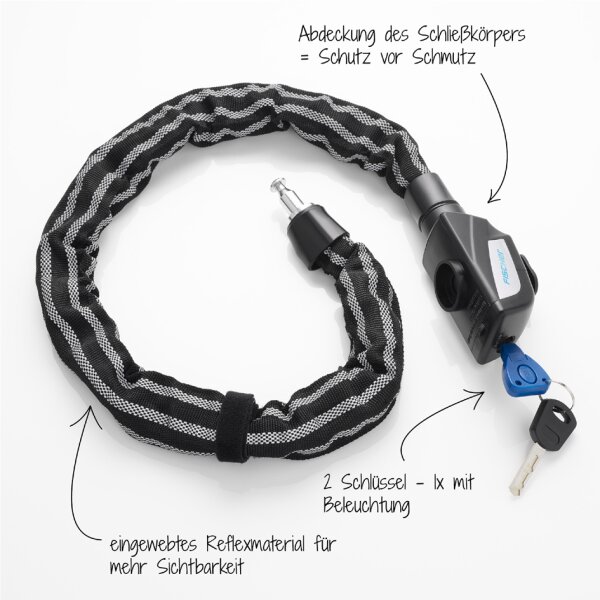 FISCHER Chaîne antivol pour vélo Reflex, longueur: 800 mm