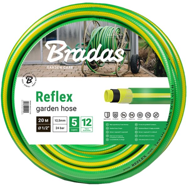 Bradas Tuyau darrosage REFLEX, 1/2, 50 m, vert/jaune