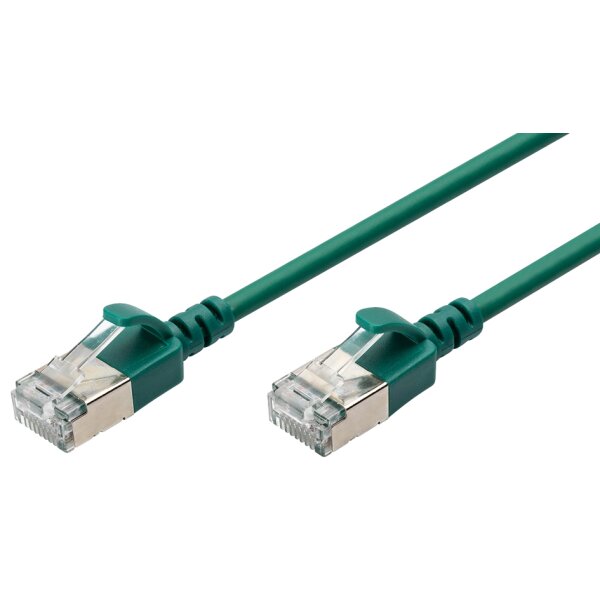 DIGITUS Câble de brassage Slim, cat. 6A, F/FTP, 0,5 m, vert