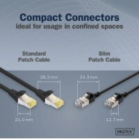 DIGITUS Câble de brassage Slim, cat. 6A, F/FTP, 0,5 m, vert