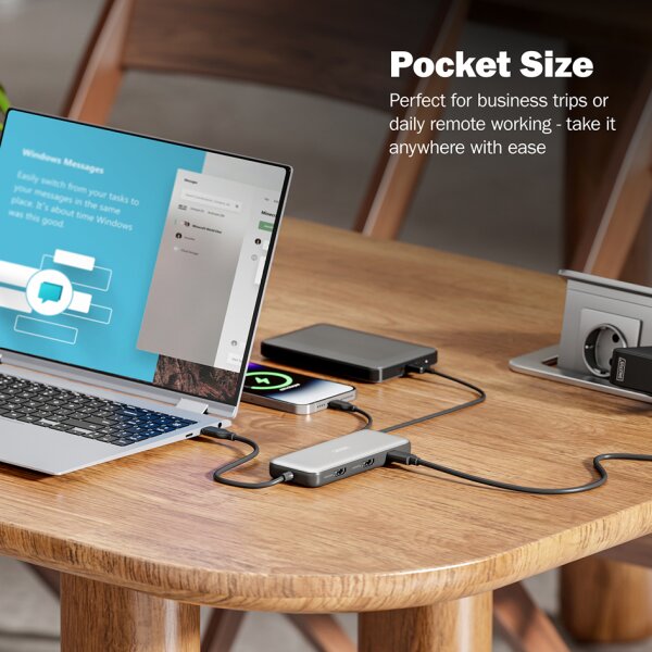 DIGITUS Station daccueil USB-C, 8 ports, gris/noir