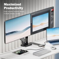 DIGITUS Station daccueil USB-C, 8 ports, gris/noir