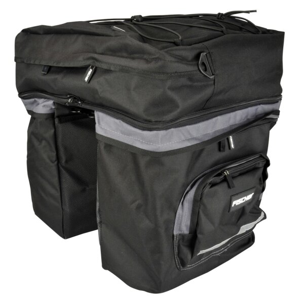 FISCHER Sacoche triple pour porte-bages de v&eacute;lo, noir