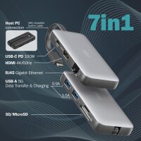 DIGITUS Station daccueil de voyage, USB-C, 7 ports