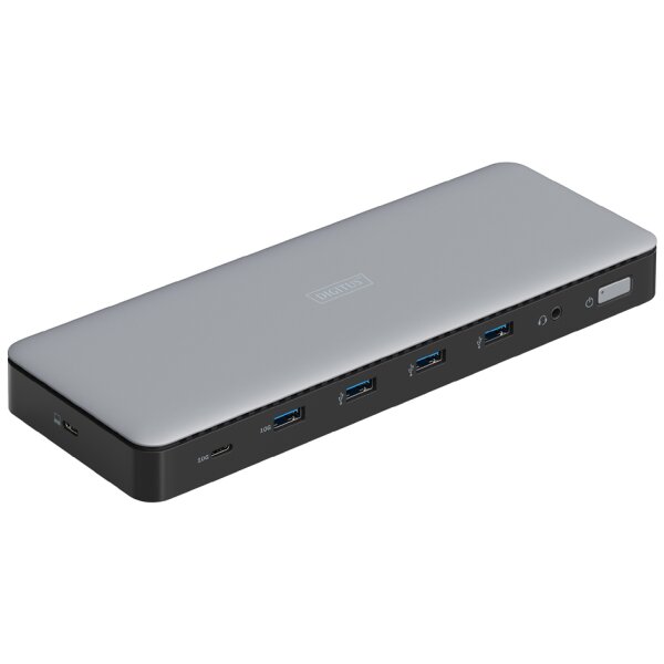 DIGITUS Station daccueil USB-C, 13 ports, gris/noir
