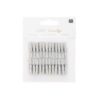 RICO DESIGN Deko-Clips Glitter 3cm 7040.30.89 silber 24...