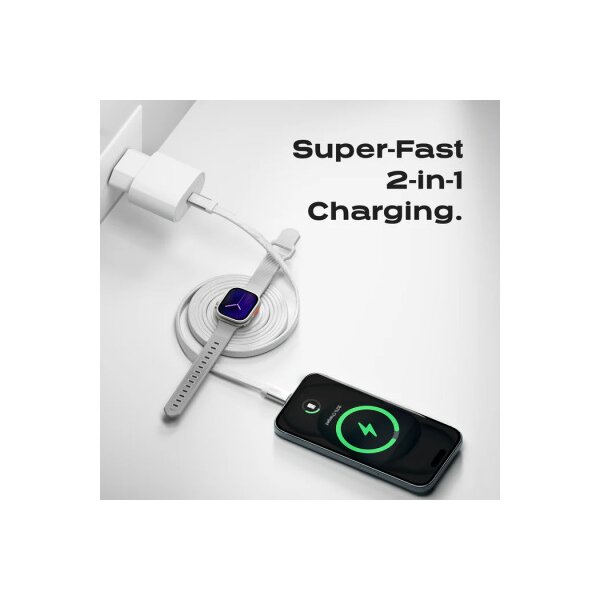 STATIK MagStack Duo Charger PUP-0497-3FT-CC-WHT Apple Watch+USB-C Cable