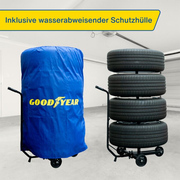 GOODYEAR Support de rangement mobile pour 4 pneus/roues