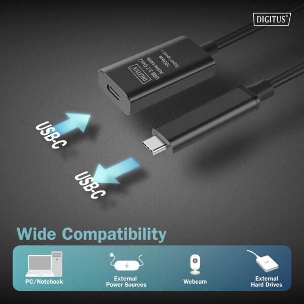 DIGITUS Câble de rallonge actif USB 3.2 Gen1, 5 m