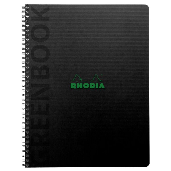 RHODIA Cahier &agrave; spirale GREENPAD, A5+, quadrill&eacute;, noir