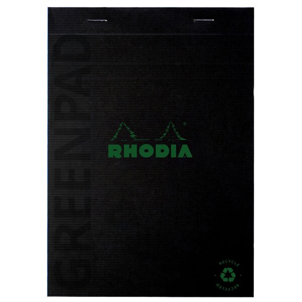 RHODIA Notizblock GREENPAD, DIN A4, liniert, schwarz