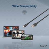 DIGITUS USB 2.0 Silikon-Anschlusskabel, USB-C - USB-A, 2,0 m