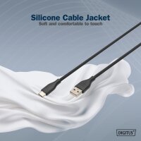 DIGITUS USB 2.0 Silikon-Anschlusskabel, USB-C - USB-A, 1,0 m