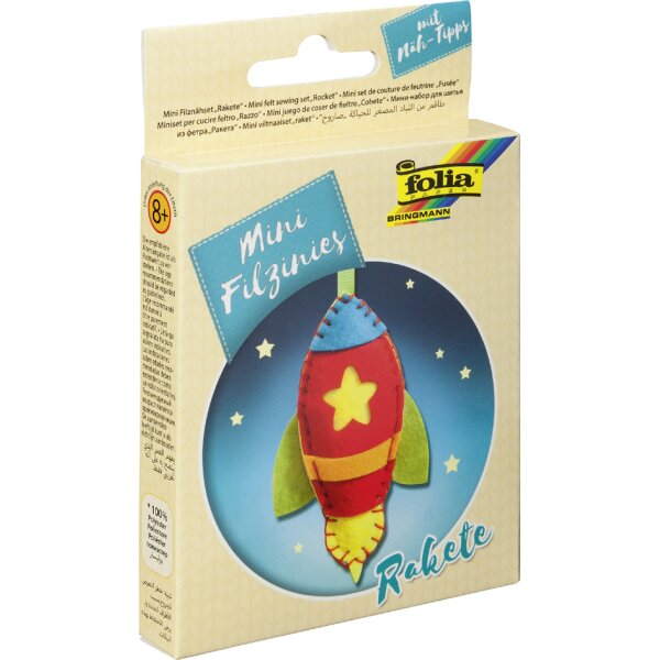 folia Mini Filz-Nähset "Filzinies", 15-teilig, Regenbogen