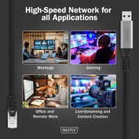 DIGITUS Câble Ethernet USB 3.2, USB-A - RJ45...