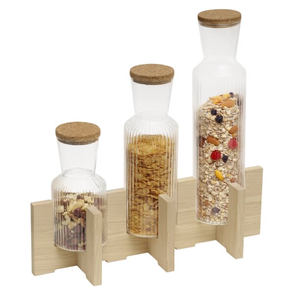 APS Support pour carafes VALO, 3 logements, en chêne