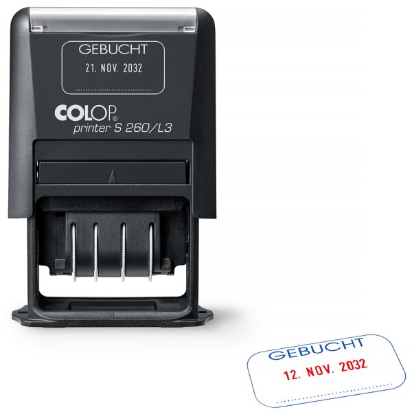 COLOP Datumstempel Printer S260 L3 "GEBUCHT", schwarz