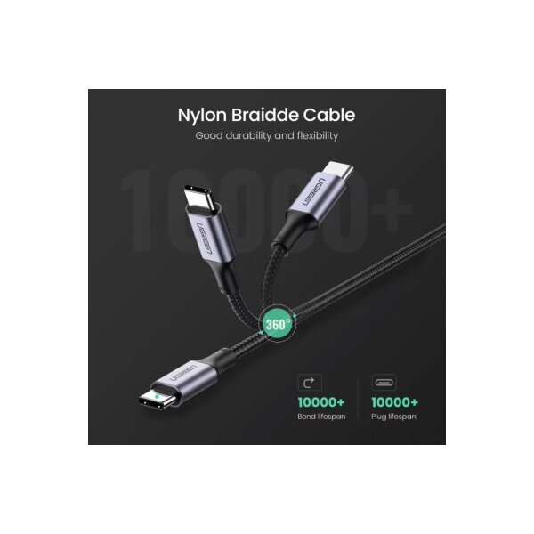 UGREEN Fast Charging Cable 100W Max 70429 5A,USB-C-USB-C,PD,Black 2m