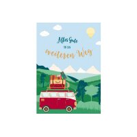 ABC Abschiedskarte DE A4 54010 Bus mit Koffer