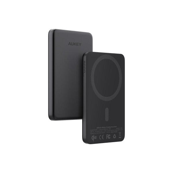 AUKEY MagFusion Slim 5000mAh PB-MS07A BG Powerbank Qi2 Wireless,Black