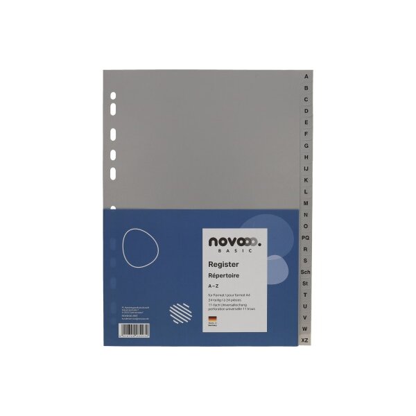 NOVOOO Répertoires PP A4 40956 gris A-Z 24pcs.