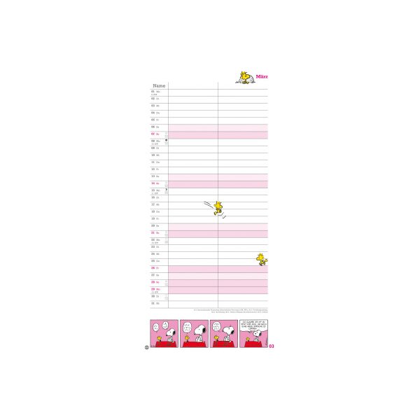 HEYE Planer f&uuml;r zwei Peanuts 2027 21302+27 1M/1S DE 2 Spalten 16x34.7cm