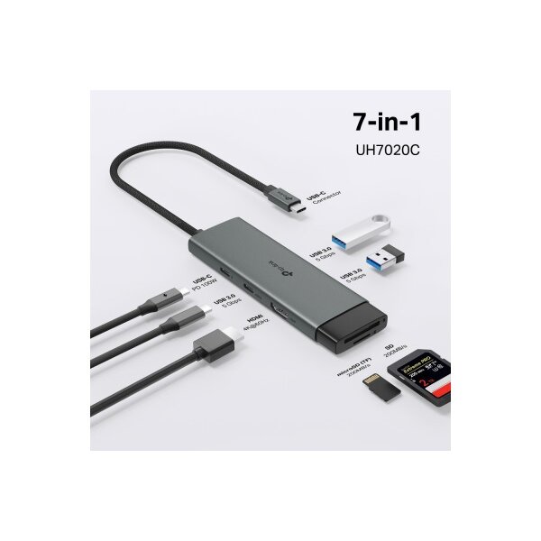 TP-LINK USB-C 7-Port Hub UH7020C HDMI 4K,USB-A&C, PD 100W,SD