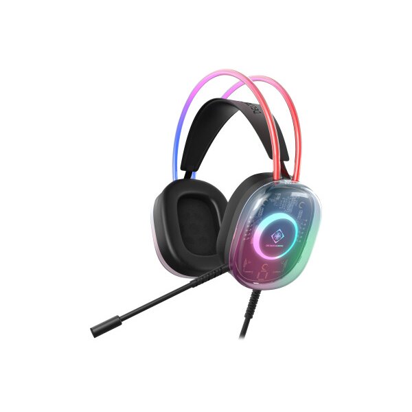 DELTACO GAMING Headset DH230 RGB GAM-186 Semi-transp.Headband,Earcups