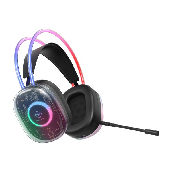 DELTACO GAMING Headset DH230 RGB GAM-186 Semi-transp.Headband,Earcups