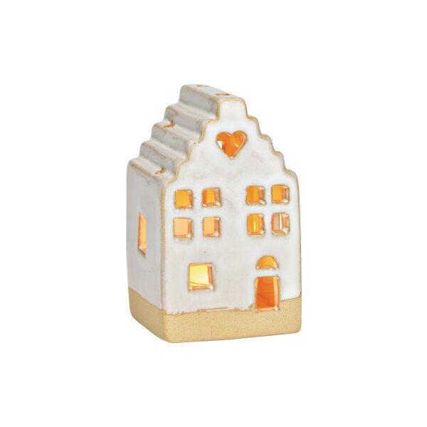 ROOST Teelicht Haus 7x11x6cm 10040029 Keramik, weiss