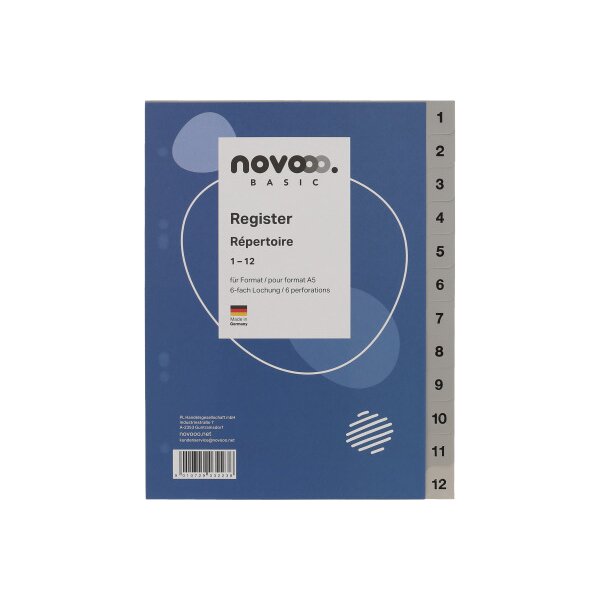 NOVOOO Répertoires PP A5 40977 gris 1-12