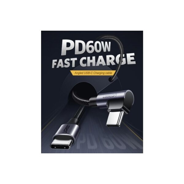 UGREEN Fast Charging Cable 3A Max 2m 50125 USB-C -USB-C,PD,90 Degree
