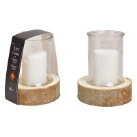 ROOST Windlicht mit Kerze 14x18x14cm 10028999 auf Holzsockel