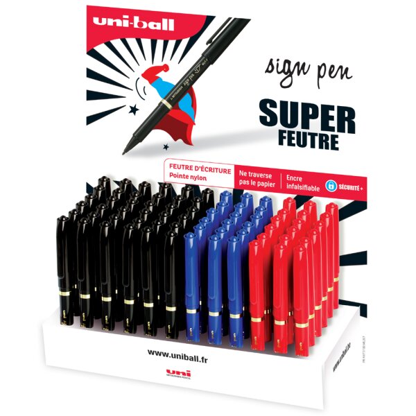 uni-ball Stylo feutre SIGN PEN MYT7, pr&eacute;sentoir de 100