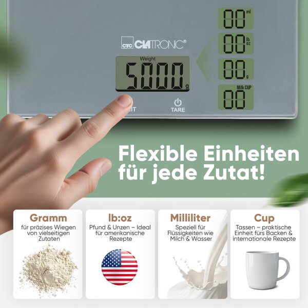 CLATRONIC Küchenwaage KW 3820, Tragkraft: 5 kg, weiss