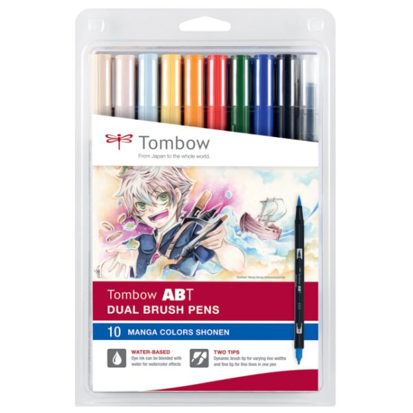 Tombow Feutre double pointe ABT DUAL BRUSH PEN, set de 10