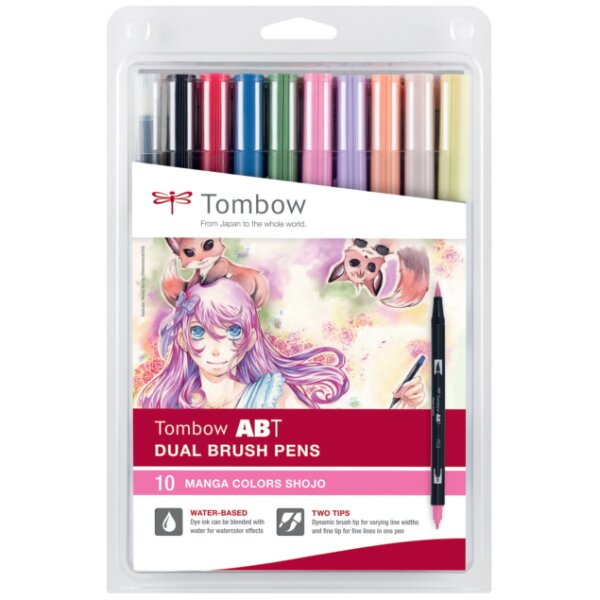 Tombow Feutre double pointe ABT DUAL BRUSH PEN, set de 10
