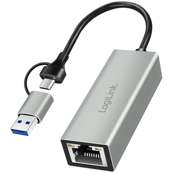 LogiLink USB-C - Gigabit Ethernet-Adapter, grau