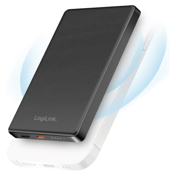 LogiLink Powerbank magnétique, 5.000 mAh, USB-C, noir