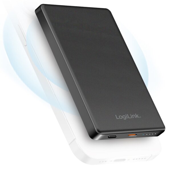 LogiLink Powerbank magnétique, 5.000 mAh, USB-C, noir