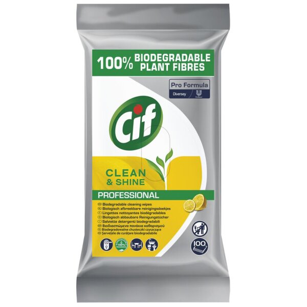Cif Pro Formula Lingette Clean & Shine, 100 pièces