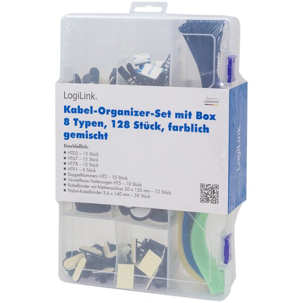 LogiLink Kabel-Organisations-Set, 128-teilig, in Box