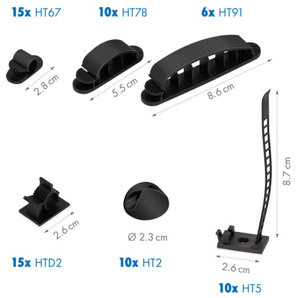LogiLink Kabel-Organisations-Set, 128-teilig, in Box