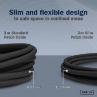 DIGITUS Slim Patchkabel, Kat. 6A, F FTP, grau, 10,0 m