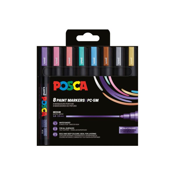 POSCA Marker 1.8-2.5mm PC-5M 8P SET Metallic 8 St&uuml;ck