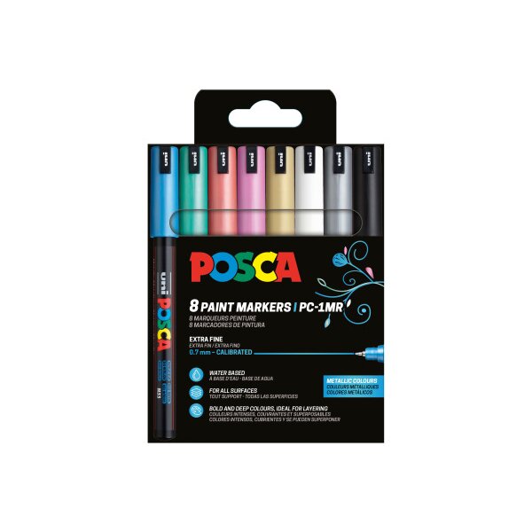 POSCA Fineliner 0.7mm PC-1MR 8P SE Metallic 8 pi&egrave;ces