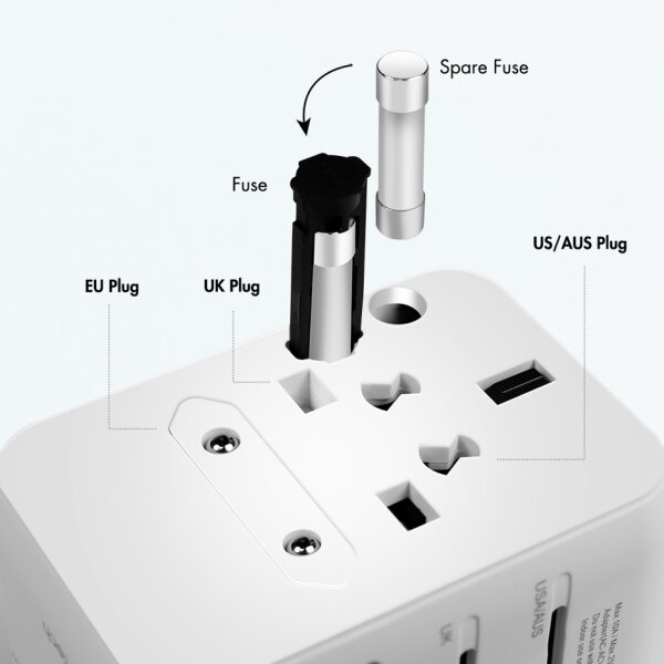 LogiLink Universal-Reiseadapter (EU AUS US UK), 20 Watt