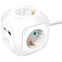 LogiLink Steckdosenwürfel, 4-fach + 2x USB, weiss