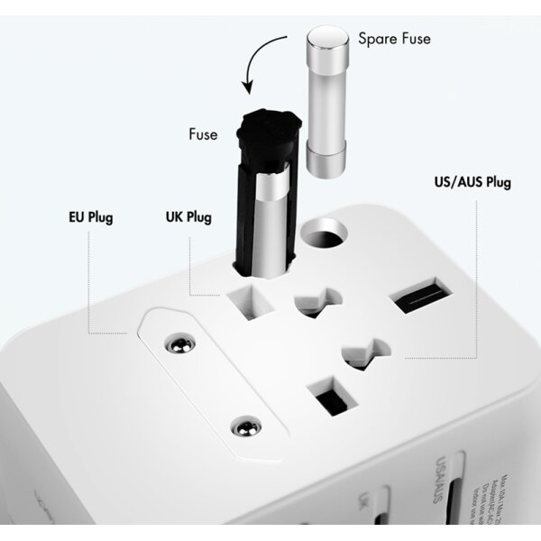 LogiLink Universal-Reiseadapter (EU AUS US UK), 70 Watt